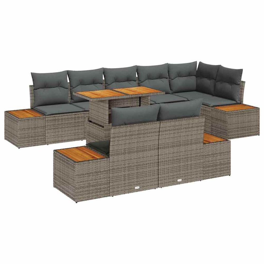 Ensemble de canapé de jardin 9 pc gris poly rotin