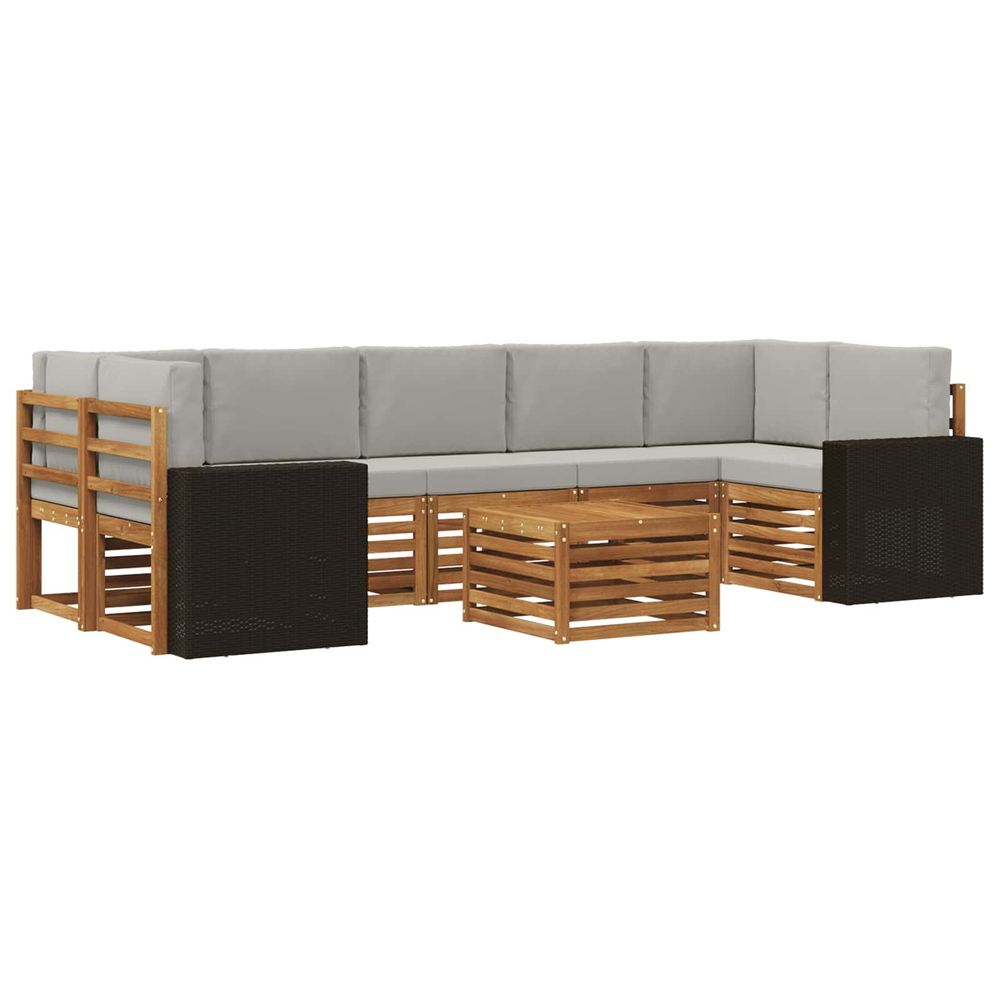 Ensemble de canapés d'extérieur 8 pc naturel et gris clair