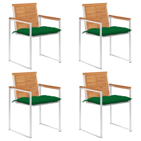 Chaises de jardin lot de 4 avec coussins bois d'acacia massif