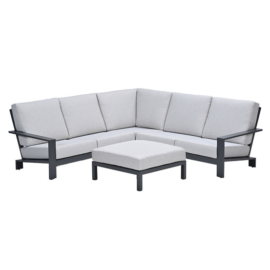 Salon de jardin lounge lincoln en aluminium garden impressions – noir carbone – sable vallée