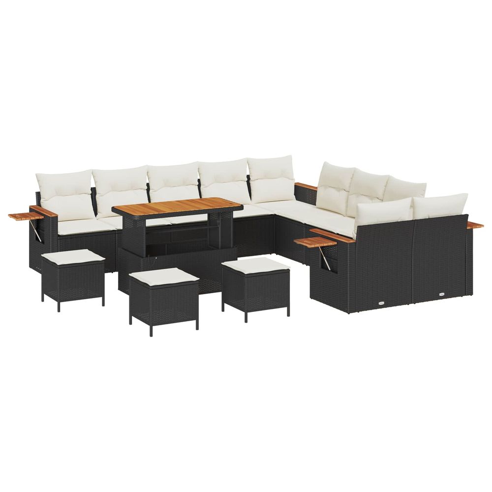 Ensemble de canapé de jardin 14 pc noir polyrotin