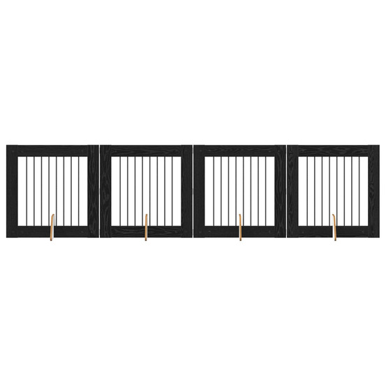 Portillon pour chien avec supports 4 pcs chêne noir 80 x 80 cm
