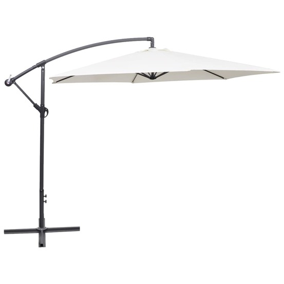 Parasol meuble de jardin en porte-à-faux 3 m blanc sable