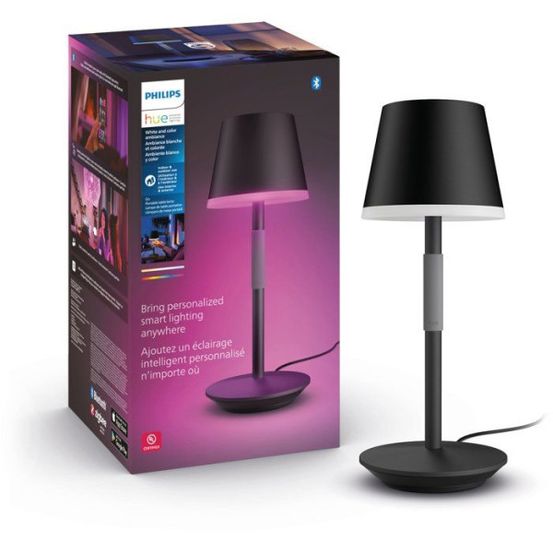 Lampe a poser led mobile - - go - lumiere blanche et colorée - portable - noir