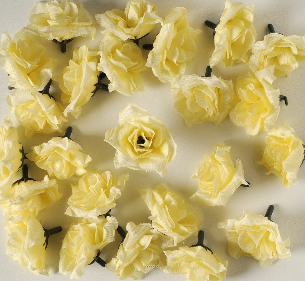 Tetes de rose Artificielle X 24 Champagne