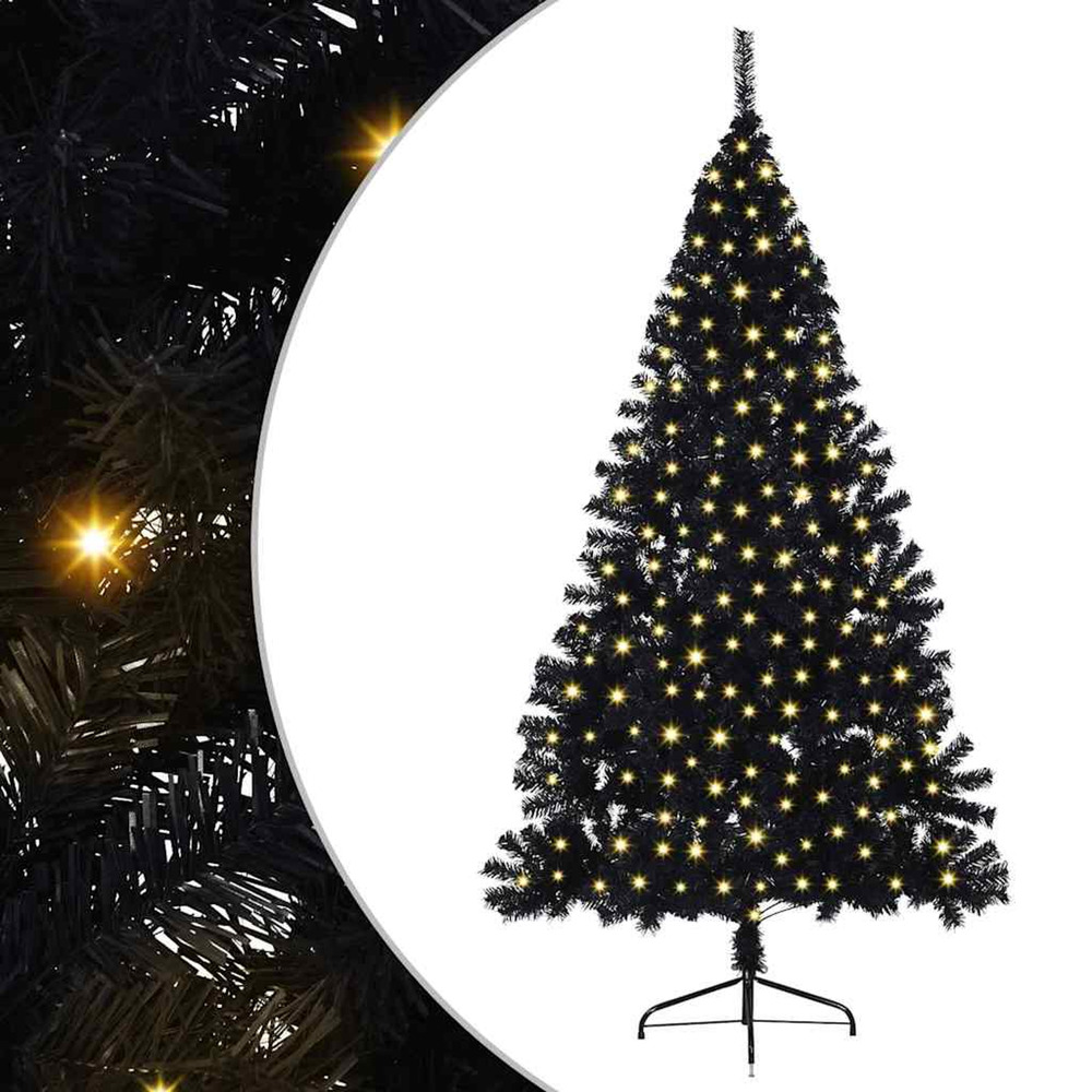 Sapin de noël artificiel pré-éclairé noir 180 cm pvc