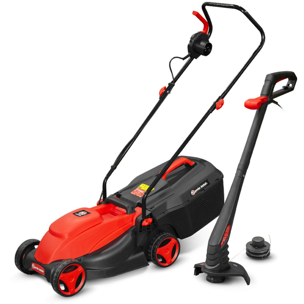 Kit 2 en 1 tondeuse 1300w coupe 32 cm + coupe bordures 250w elem technic - tde3213cbe22 - capacité du bac récolteur: 30 l