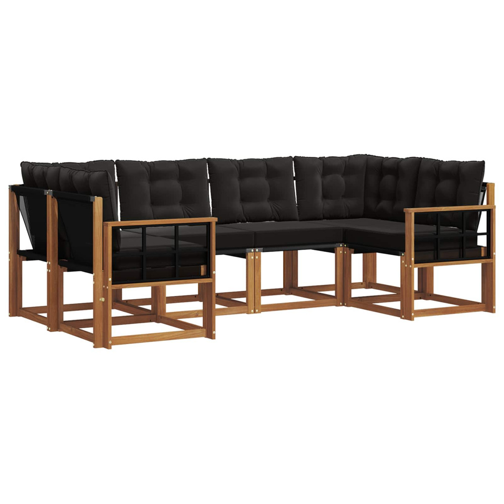 Ensemble de canapés d'extérieur 6 pcs naturel et noir