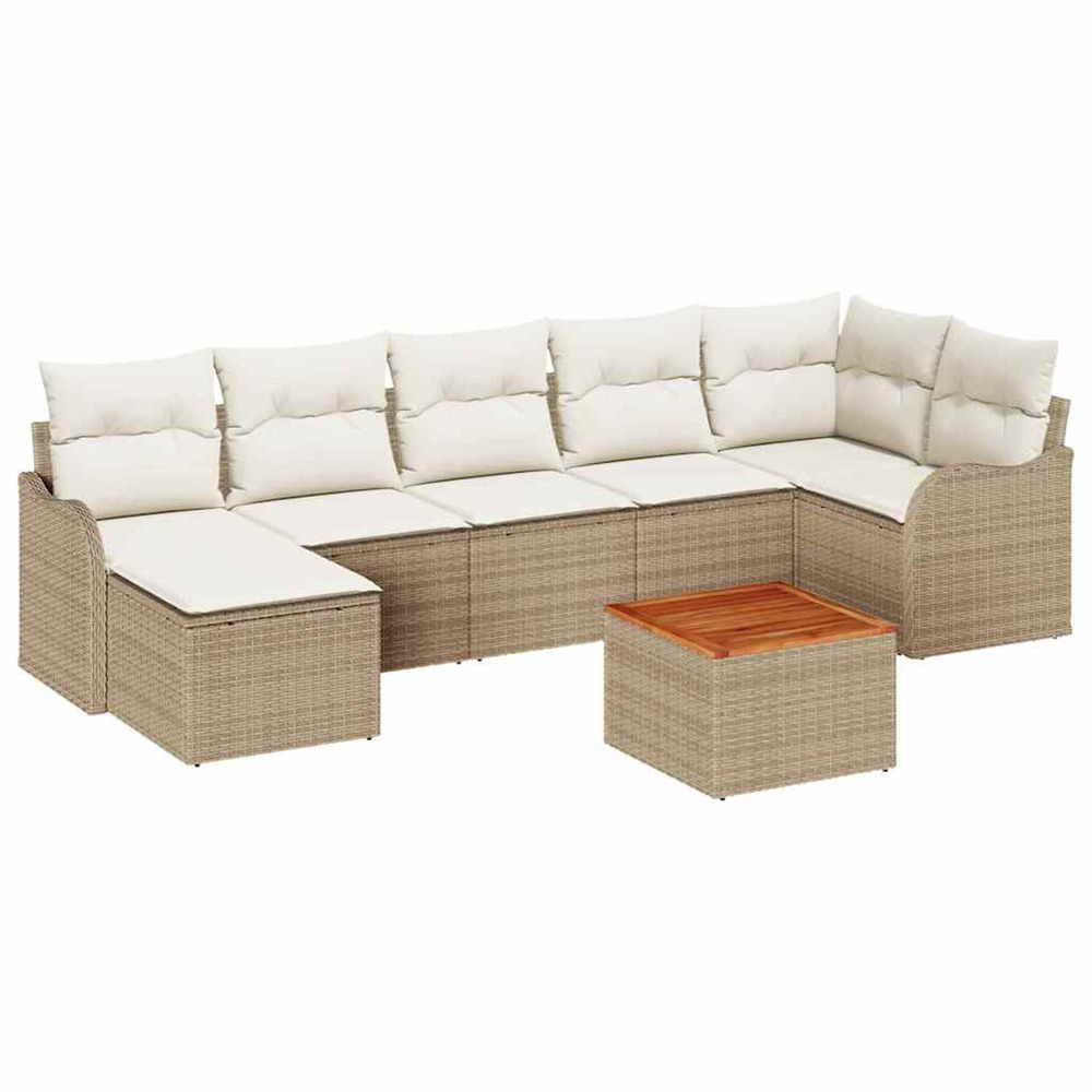 Ensemble de canapé de jardin 8 pcs beige poly rotin