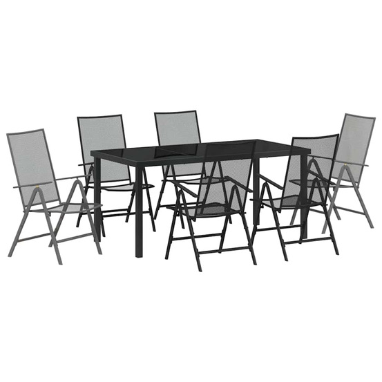 Ensemble de salle à manger pour jardin 7 pcs anthracite acier