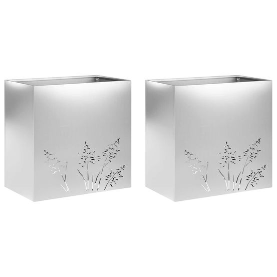 Cache-pot de jardin 2 pc argenté 50 x 30 x 49 cm