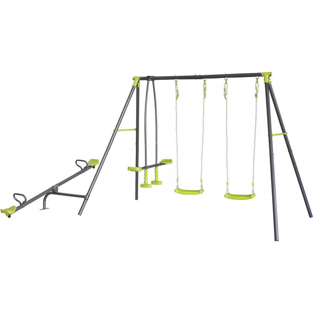 Portique de jeu en métal avec balançoire à bascule 