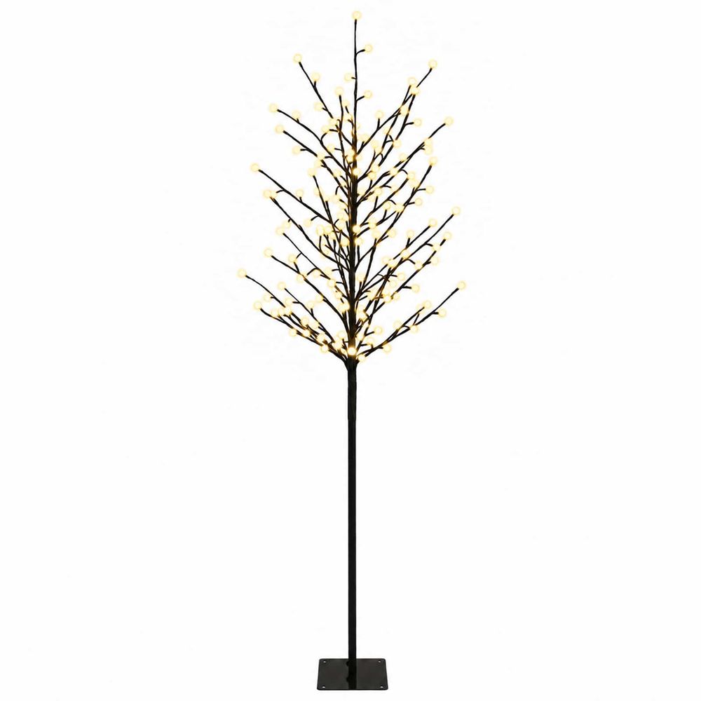 Sapin de noël à boules led noir 180 cm acier 220 led