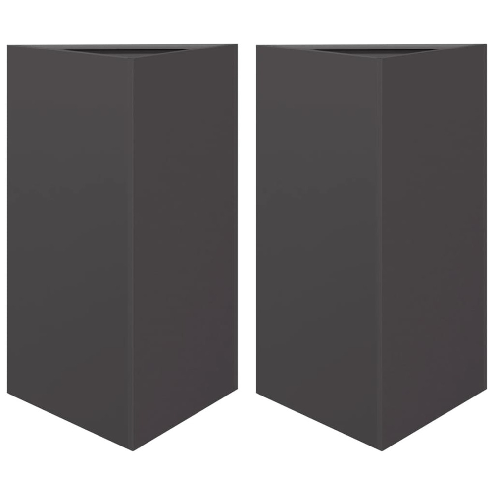 Jardinière d'extérieurs 2 pcs noir triangulaire 50x43x75 cm acier