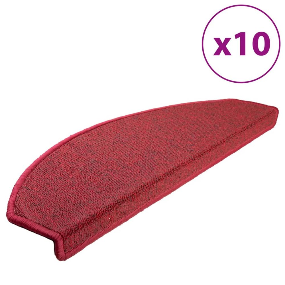 Tapis d'escalier 10 pièces 65 x 24 x 4 cm non-slip rouge