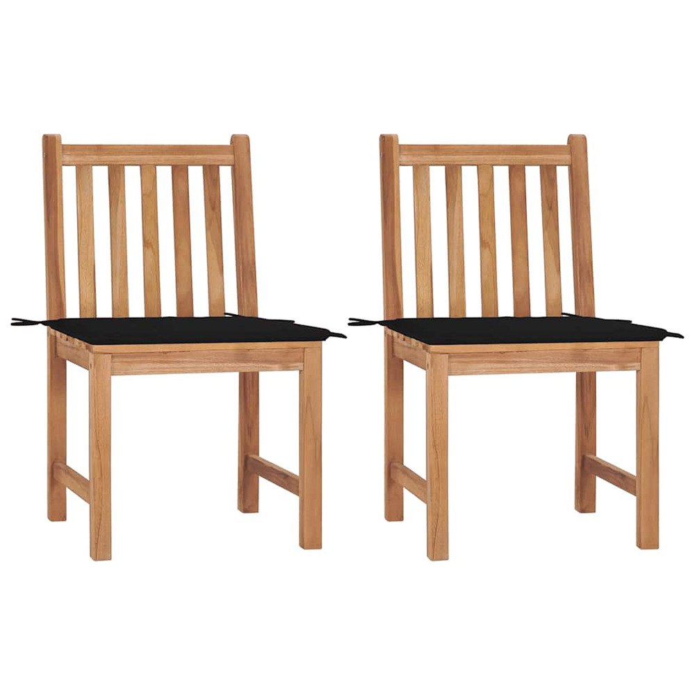 Chaises de jardin lot de 2 avec coussins bois de teck massif