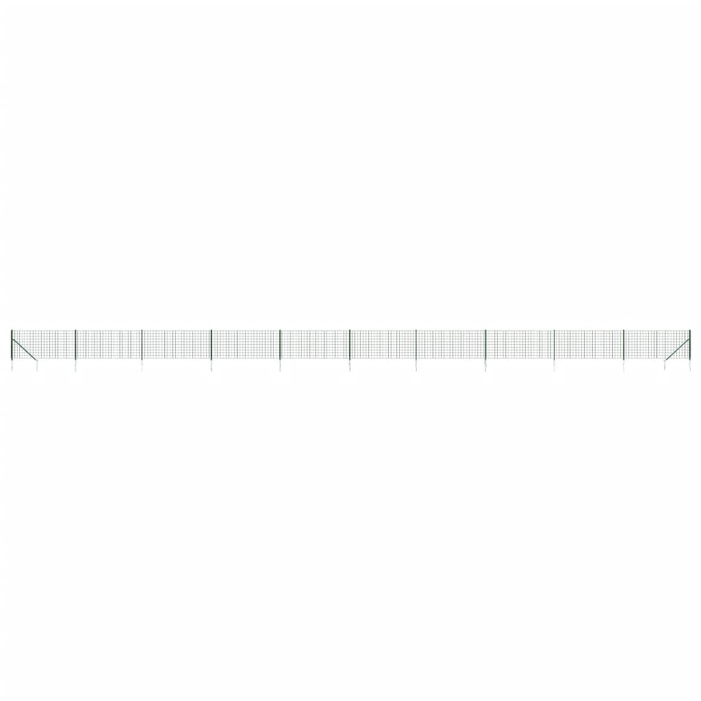 Clôture en treillis métallique et piquet d'ancrage vert 1x25 m