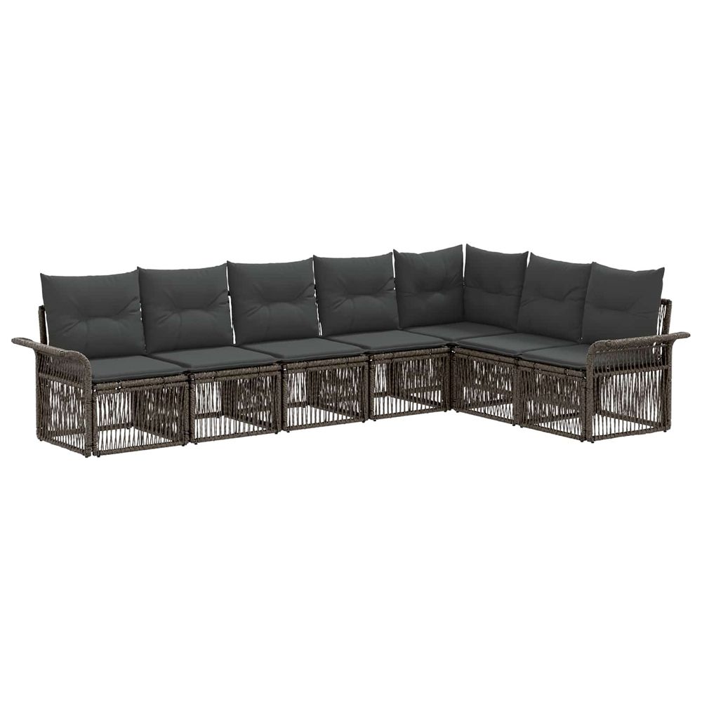 Ensemble de canapé de jardin 7 pc gris polyrotin