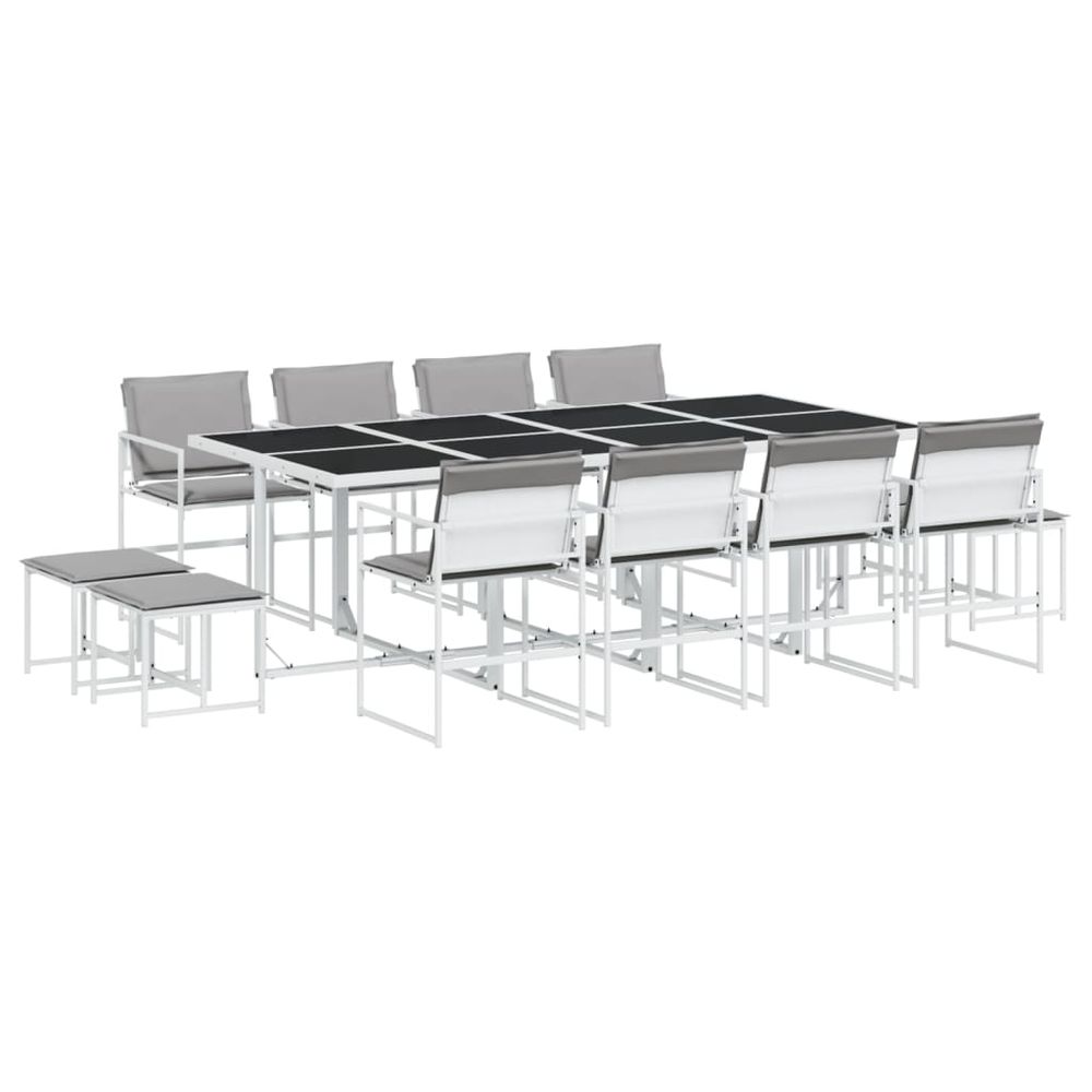 Ensemble à manger de jardin avec coussins 13pcs blanc textilène
