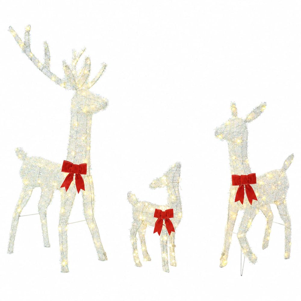 Famille de rennes de noël à led 300 led blanc chaud