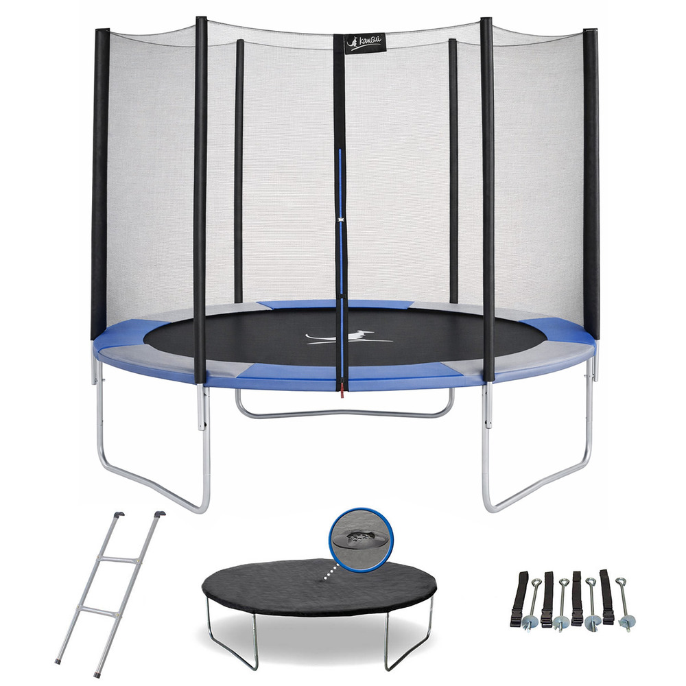 Trampoline rond ø250cm avec filet, échelle, bâche et kit ancrage - ralli 250