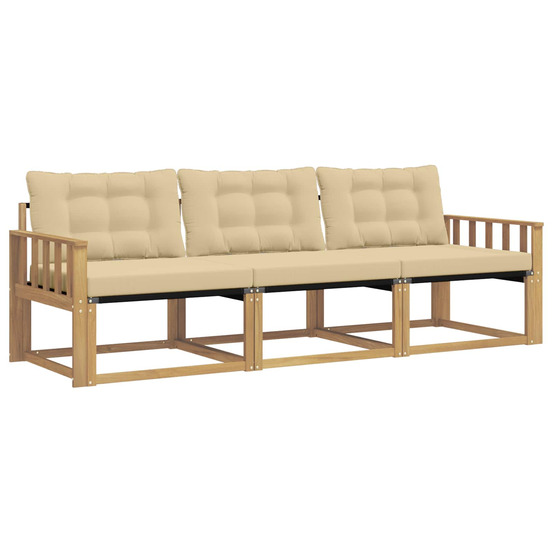 Ensemble de canapés d'extérieur 3 pcs blanc et beige