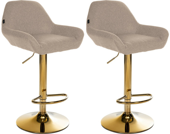 Lot de 2 tabourets de bar braga tissu doré