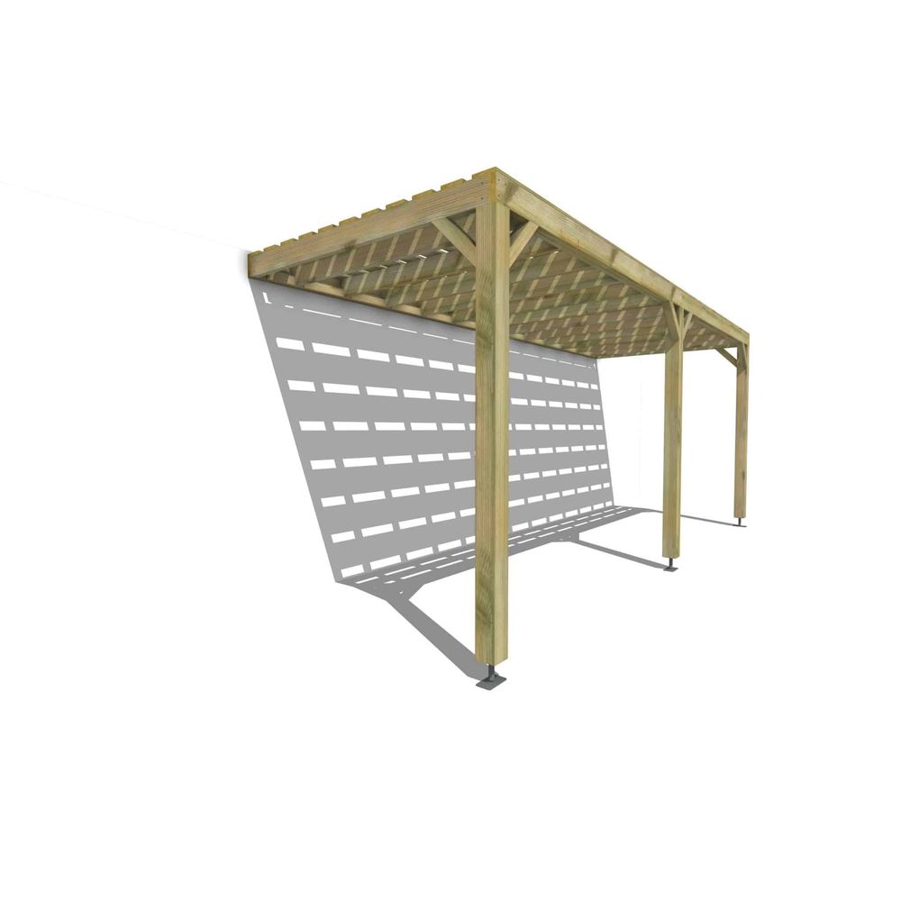 Pergola bois • 6m x 2m • adossée • sens profondeur • platelage bois • livraison comprise