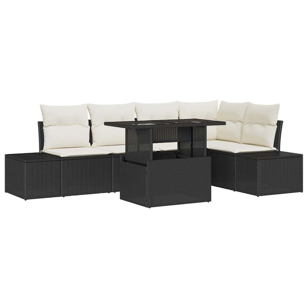 Ensemble de canapé de jardin 6 pc noir polyrotin