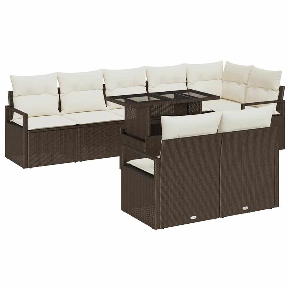 Ensemble de canapé de jardin 9 pc marron poly rotin