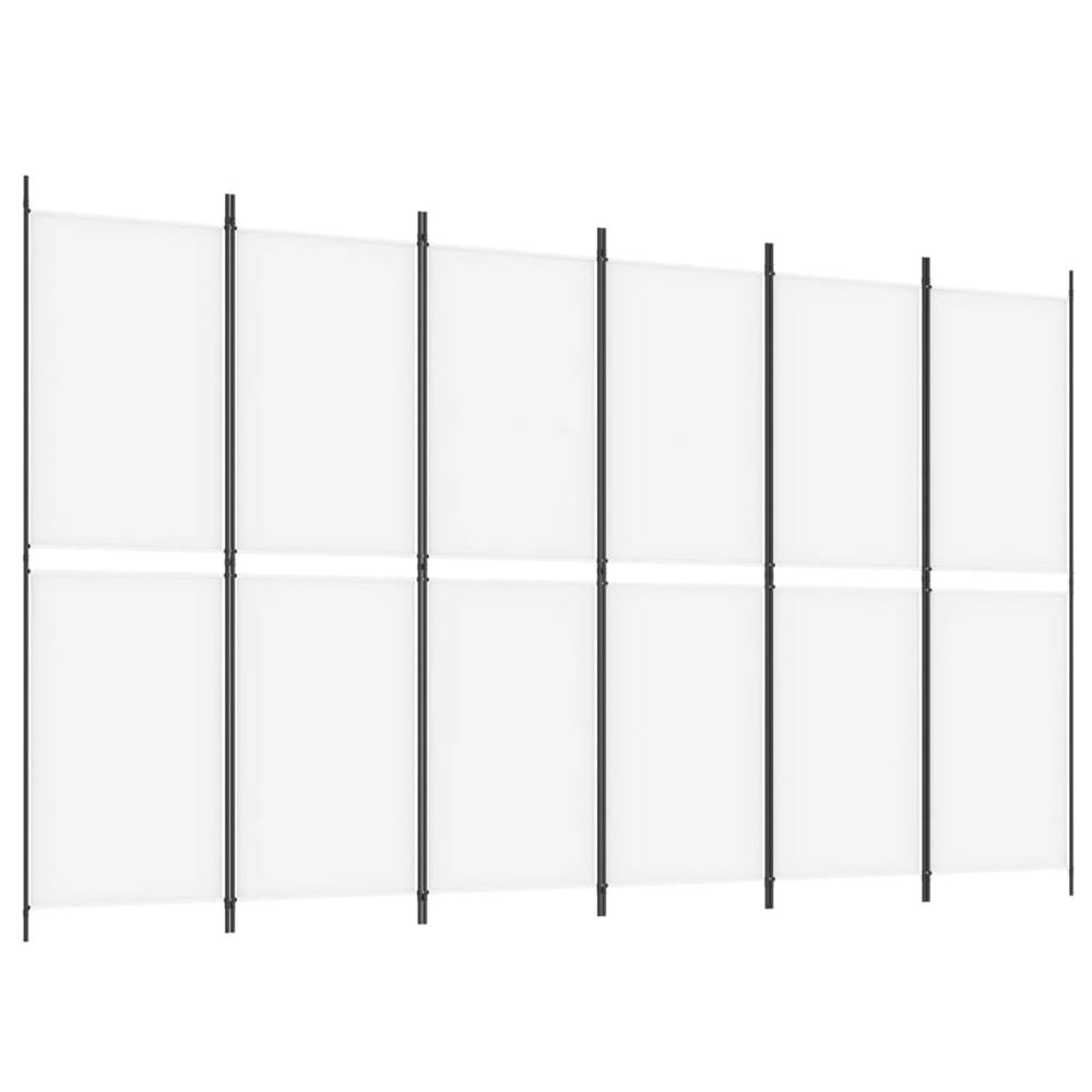 Cloison de séparation 6 panneaux blanc 300x180 cm tissu