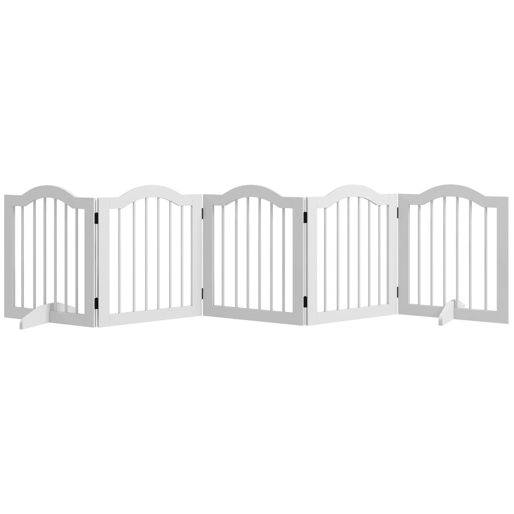 Barrière de sécurité pour chien bois massif mdf 261,5 x 61 cm blanche 5 panneaux