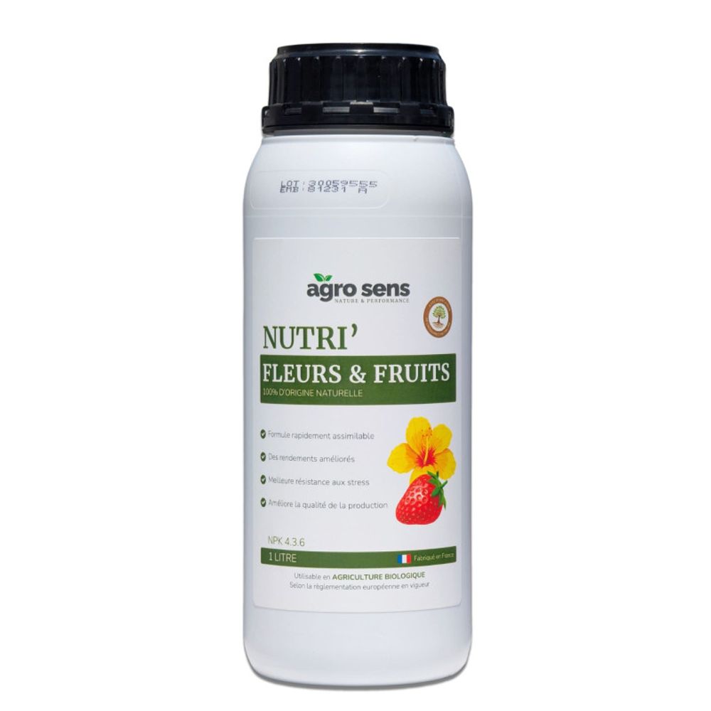 Nutri fleurs et fruits - engrais liquide pour floraison et fructification - 1 litre (500 litres de préparation)