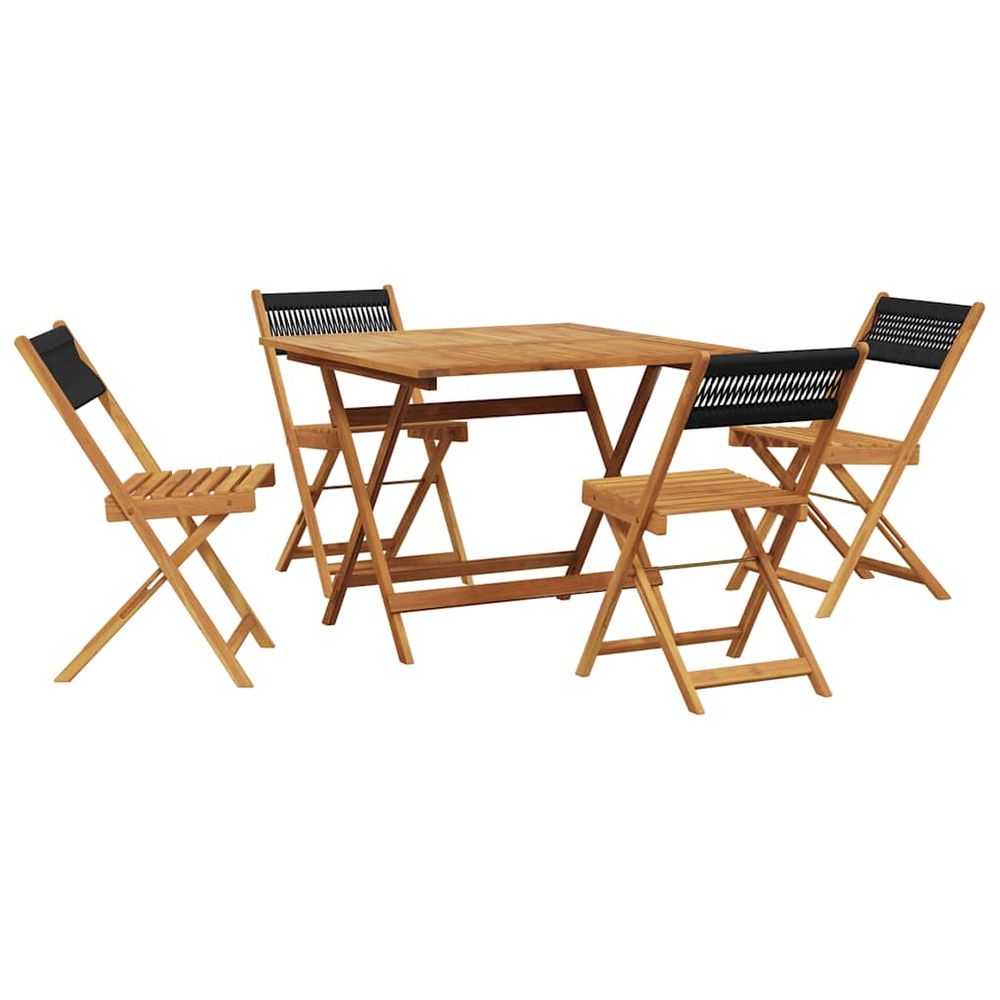 Ensemble à manger de jardin 5pcs noir polypropylène bois massif
