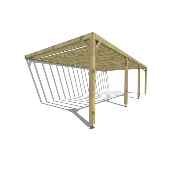 Pergola bois • 9m x 4m • adossée • sens profondeur • lattage bois • livraison comprise