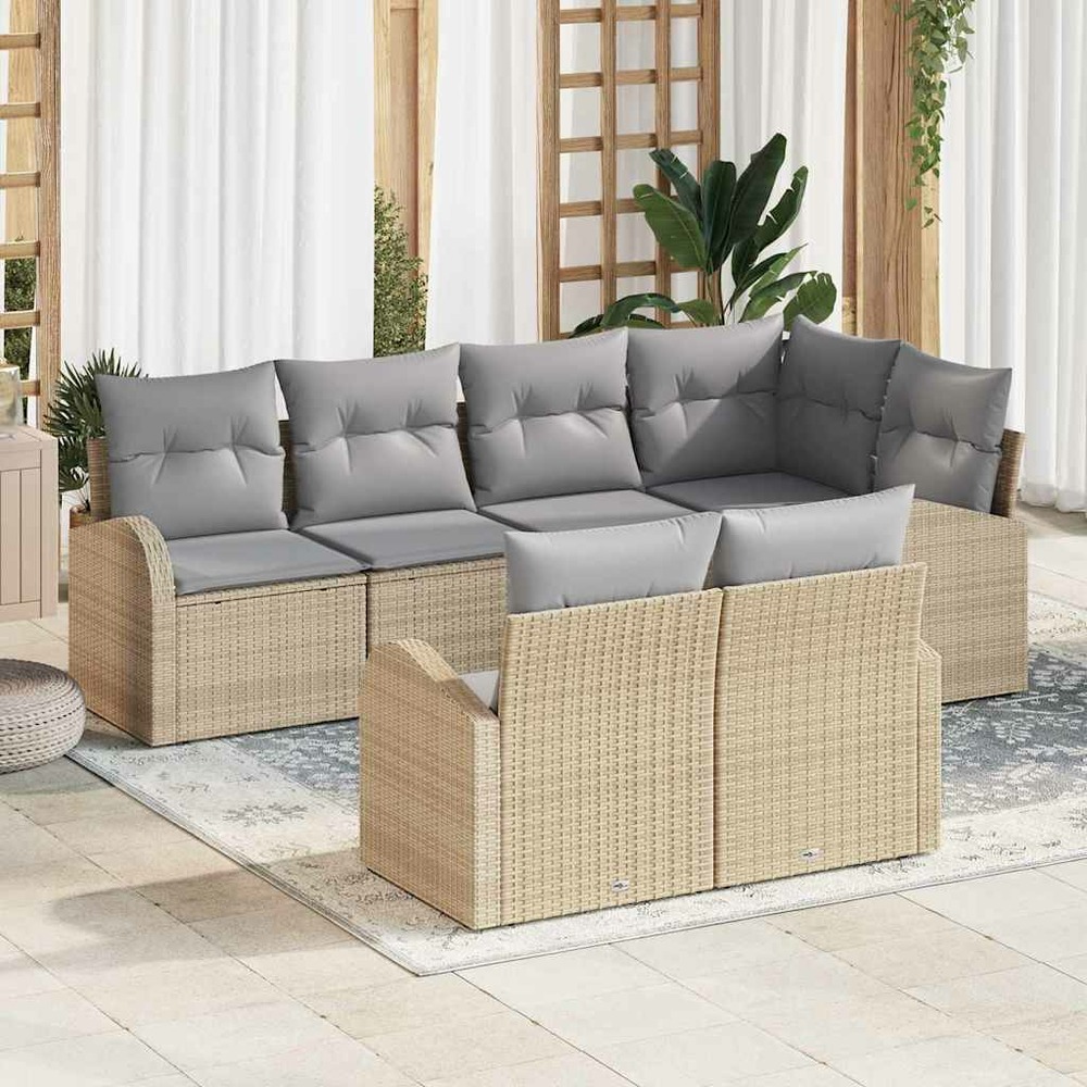 Ensemble de canapé de jardin beige polyrotin