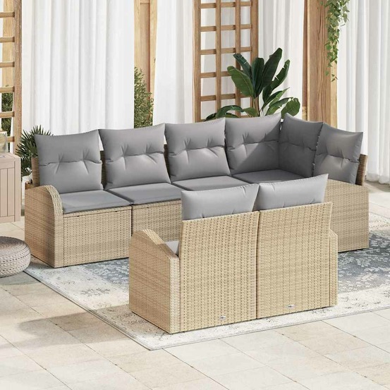 Ensemble de canapé de jardin beige polyrotin