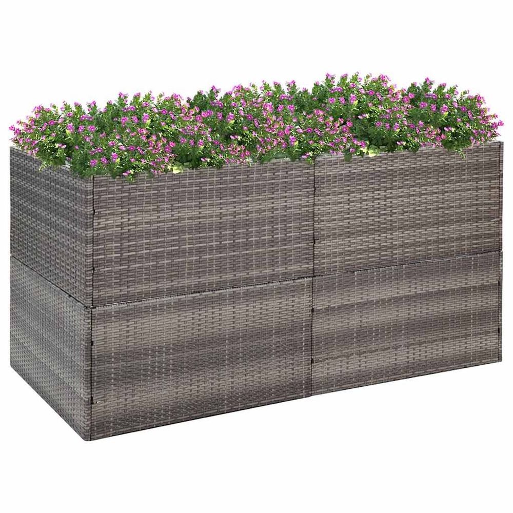 Jardinière rectangulaire résine tressée acier renforcé avec sac de culture nylon imperméable gris 157 cm