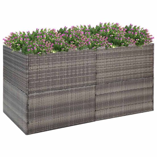 Jardinière rectangulaire résine tressée acier renforcé avec sac de culture nylon imperméable gris 157 cm