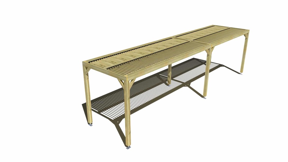 Pergola bois • 9m x 2m • indépendante • sens largeur • lames orientables bioclimatiques incluses • livraison comprise