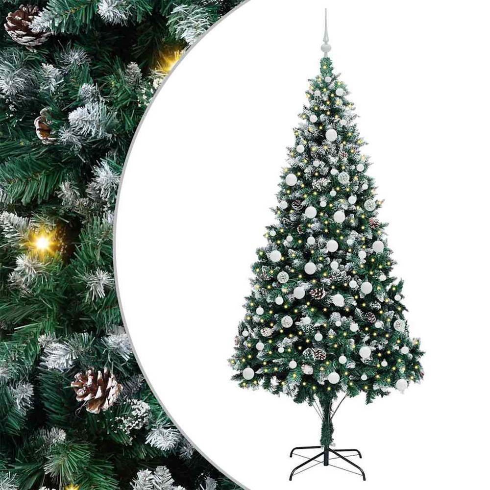 Sapin de noël artificiel vert 210 cm pvc, acier et plastique