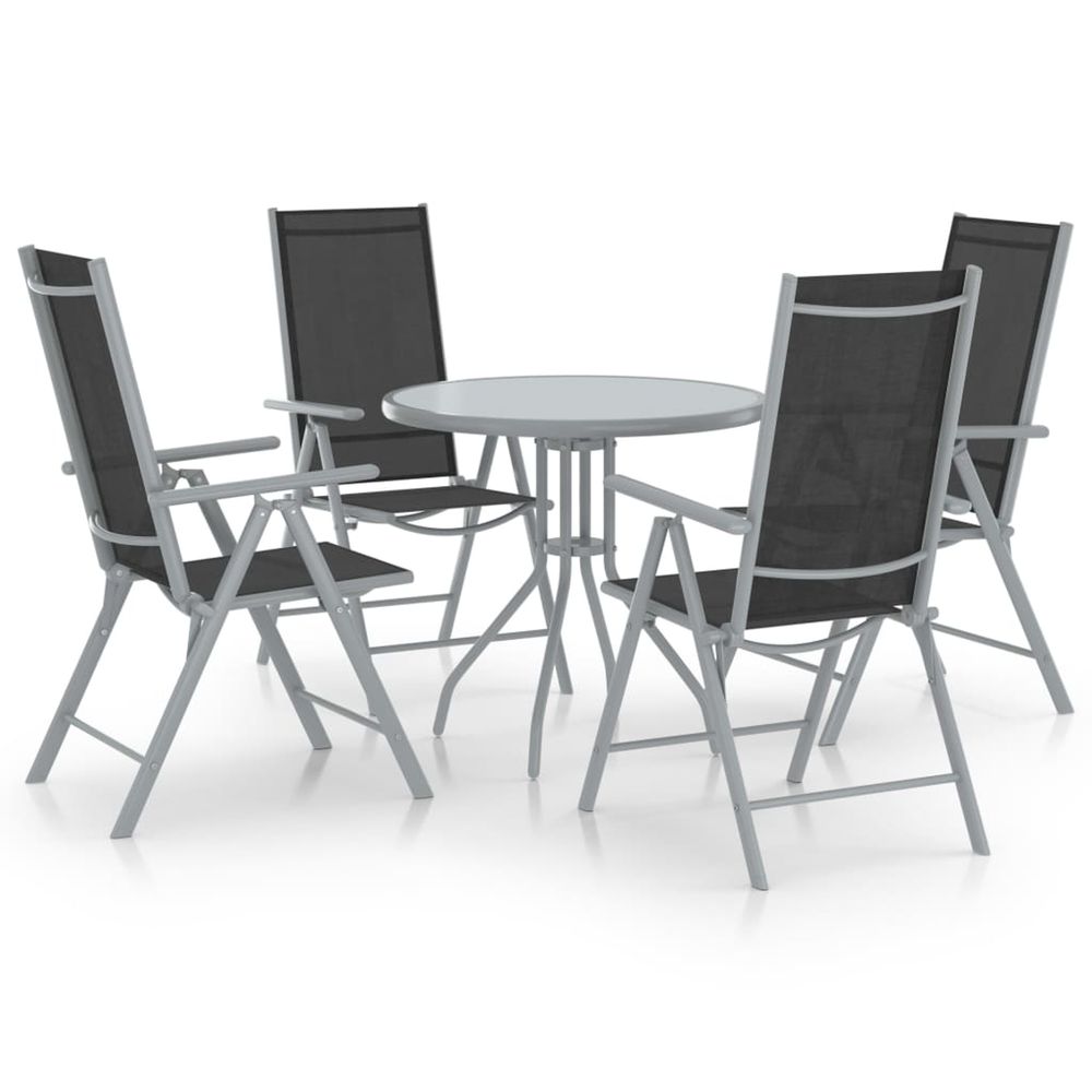 Ensemble à manger de jardin 5pcs aluminium et textilène argenté
