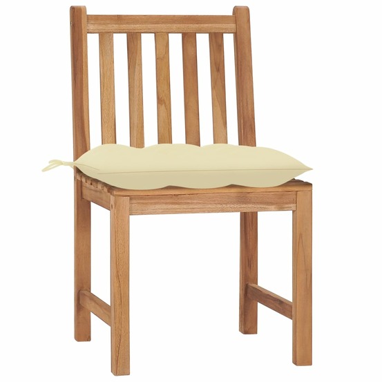 Chaises de jardin lot de 4 avec coussins bois de teck massif