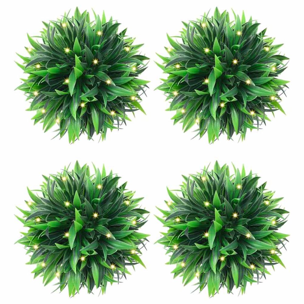 Boules de buis artificielles avec lumières led 4 pcs vert 15 cm