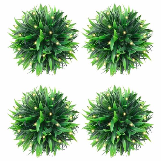 Boules de buis artificielles avec lumières led 4 pcs vert 15 cm