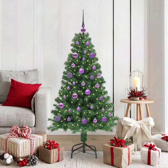 Sapin artificiel tout-en-un 150 cm, décoré et illuminé par 150 led blanc chaud