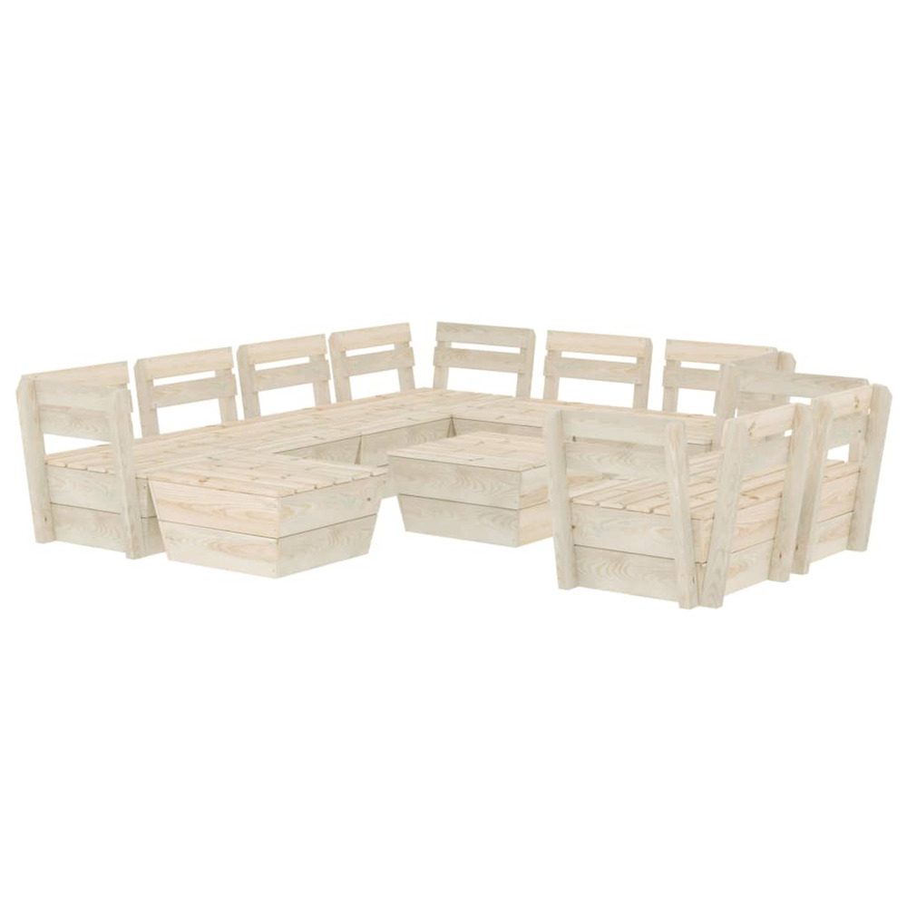Salon de jardin palette 10 pcs bois d'épicéa imprégné