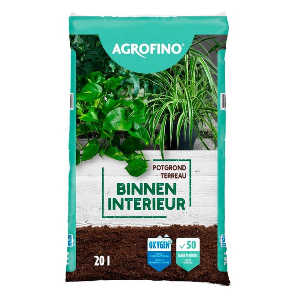 Terreau plante d'intérieur agrofino 50 jours de nutrition 20l