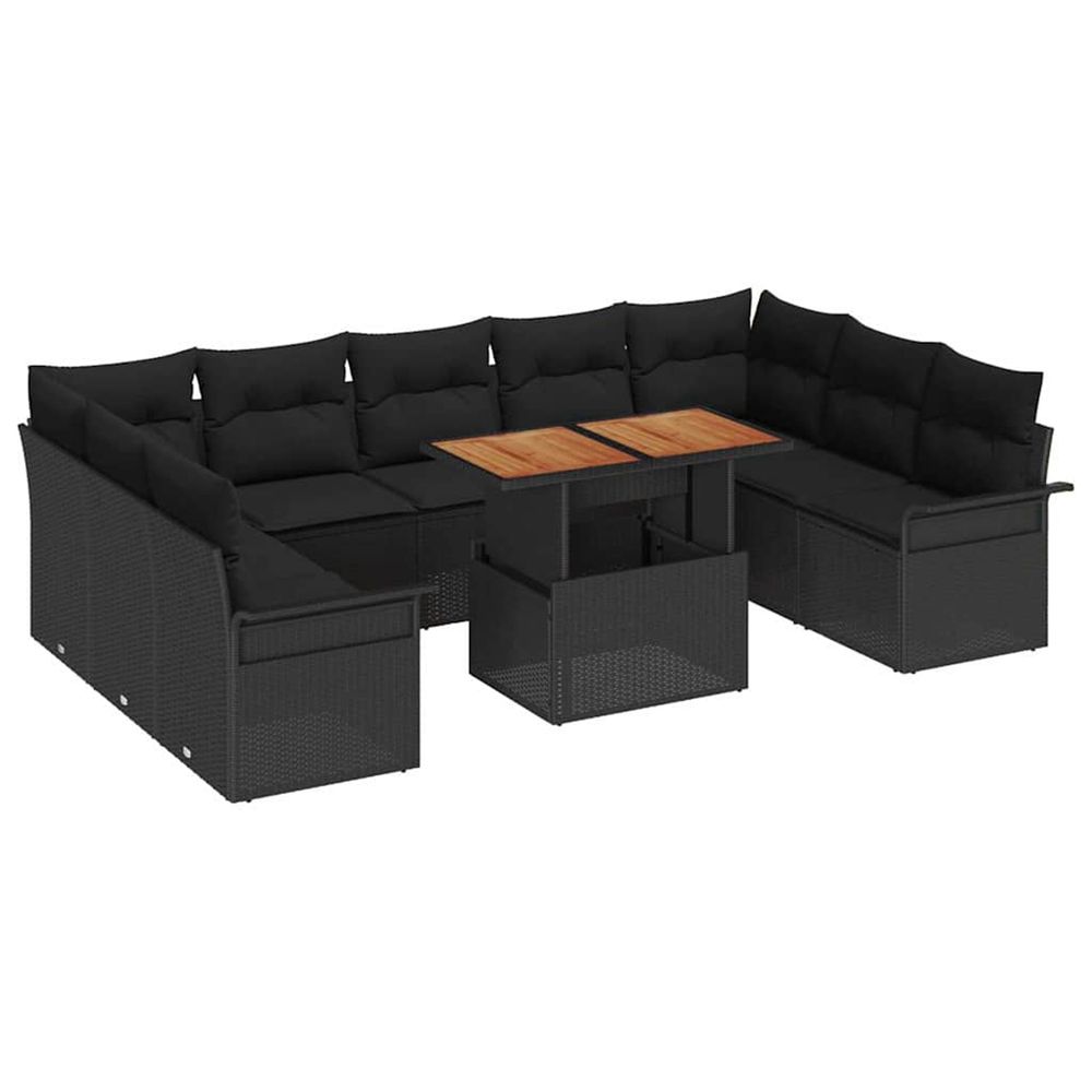 Ensemble de canapé de jardin 10 pc noir poly rotin