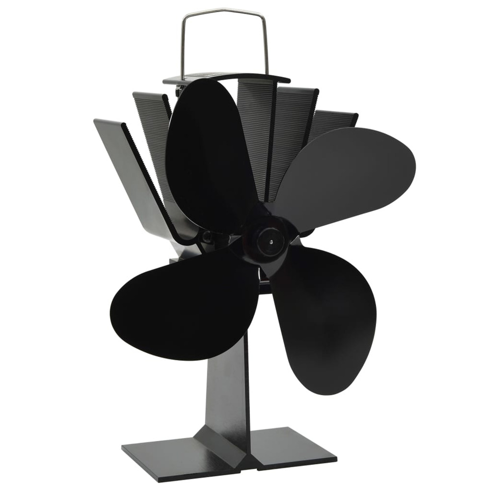 Ventilateur de poêle alimenté par chaleur 4 pales noir